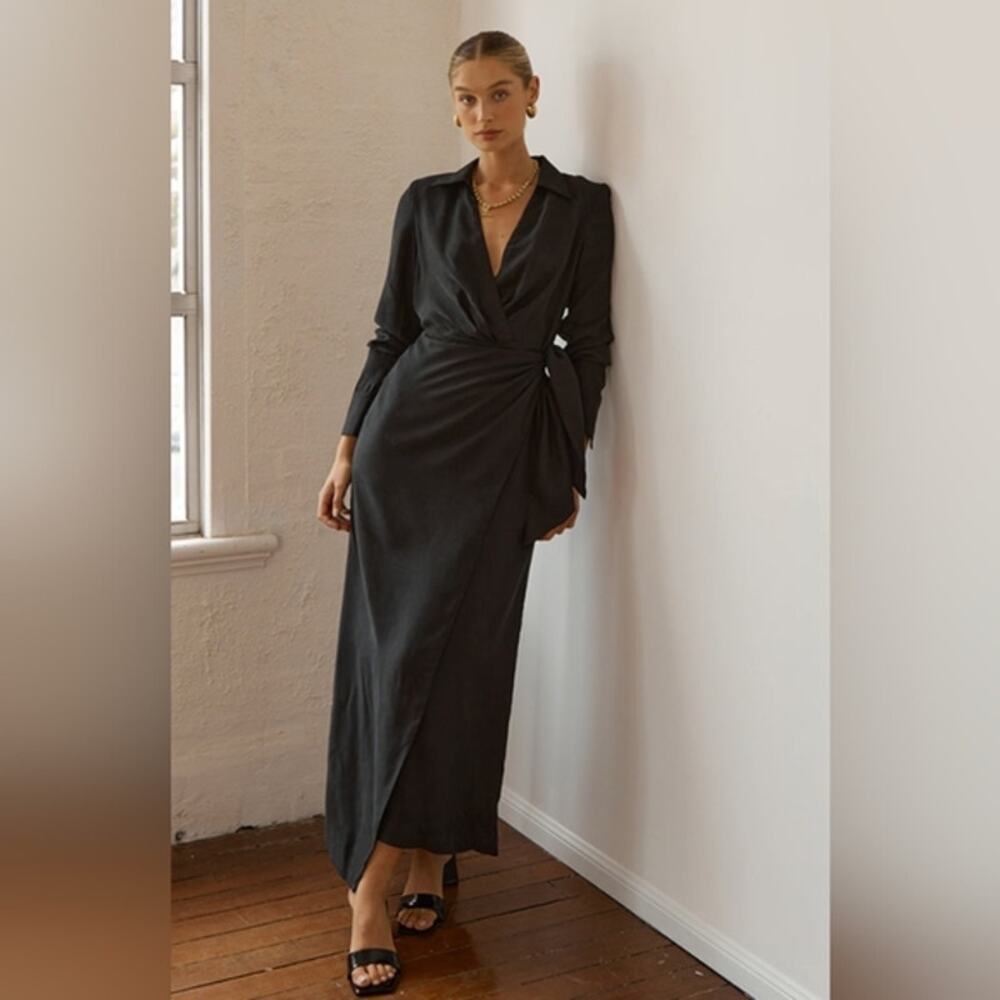 DISSH Black Wrap Midi Dress